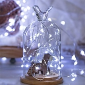 baratos Alimentado por Pilha-100 unidades de luzes de natal de fadas operadas por bateria de 7 pés 20 led à prova d &#039;água mini luzes de corda do firefly com fio de prata flexível para peças centrais de casamento pote de pedreiro