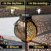 billige Landskapslys-ramadan eid lys solcellelys utendørs hengende solcelle vintage hagelampe retro lanterner hule solcellelys med håndtak for hage tre gjerde terrasse landskap krans belysning