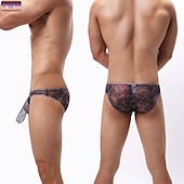 cheap Men&#039;s Exotic Underwear-Men&#039;s 1pack Sexy Panties Briefs Print Polyester Low Waist Black White