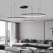 Недорогие Кольцо и Круглый Дизайн-40 60 80 см светодиодные подвесные светильники с регулируемой яркостью круг дизайн алюминий силикагель современный стиль классический круг черный современный современный 220-240 В 110-240 В
