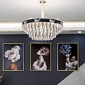economico Lampadari-Lampadario a sospensione a LED in cristallo di lusso rotondo 80 cm Lanterna Desgin in acciaio inossidabile elettrolitico LED 220-240V 110-120V