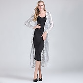 cheap Wedding Guest Wraps-Shawl &amp; Wrap Women&#039;s Wrap Elegant Bridal Long Sleeve Tulle Wedding Wraps With Split Joint For Wedding Summer