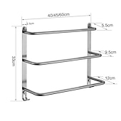 economico Portasciugamani-mensola da bagno a tre strati con ganci portasalviette multifunzione in acciaio inox argento lucido e nichel spazzolato 1pz
