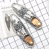 economico Semi-formale-Per uomo Oxford Scarpe derby Scarpe Bullock Scarpe da sera Scarpe alari Lavoro Matrimonio Serata e festa PU Traspirante Antiscivolo Prova di usura Con lacci intrecciali Argento Oro Leopardo Primavera
