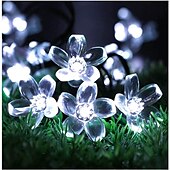 abordables Guirlandes solaires-Guirlande lumineuse solaire d&#039;extérieur à LED pour réception de mariage élégante - 7 m-50 LED à 12 m-100 LED, étanche 8 modes pour jardin, arbre de Noël, terrasse, décoration intérieure