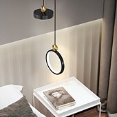 cheap Island Lights-LED Pendant Light Modern Black Gold Bedside Light 20 cm Lantern Desgin Pendant Light Metal Painted Finishes Modern 220-240V 110-120V