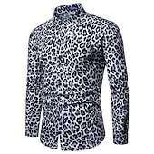 levne Zvířecí-Pánské Leopard Gepardí Košile Košile na knoflíky Dlouhý rukáv Módní Šik ven Chladný Ležérní Denní Jdeme ven Jaro &amp; podzim Přehnutý 3D tisk Tisk Hnědá Šedá
