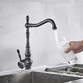preiswerte Küchenarmaturen-Küchenarmatur - Einhebelgriff Einloch Öl-geriebener Bronze Standardauslauf Mittelsatz Antike Küchenarmaturen mit Seifenspender