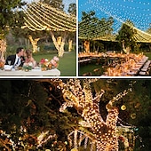 abordables Guirlandes lumineuses à brancher-Guirlandes lumineuses à led 100m 800leds guirlandes lumineuses à led étanches extérieures guirlandes lumineuses de noël éclairage de vacances fête de mariage arbre de noël décoration de jardin