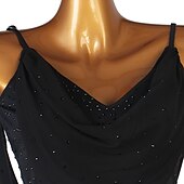 abordables Tenues de danse latine-danse salsa danse latine robe cristaux / strass femme performance sans manches spandex