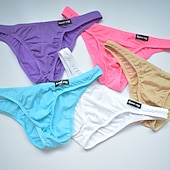 economico Slip, boxer ed intimo Uomo-Per uomo 3 pezzi Mutandine sexy Slip Nylon Tinta unita Vita bassa Nero Bianco