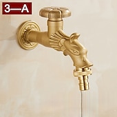 economico Rubinetti per lavandino bagno-rubinetto per lavatrice di lusso in stile retrò con estremità filettata, rubinetto per lavabo monocomando monoforo in ottone antico nero bronzo lucidato ad olio, rubinetto esterno con valvola in