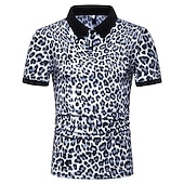 abordables Polo imprimé pour homme-Homme Chemise de tennis POLO Casual du quotidien Col Col Classique Manche Courte simple Léopard Standard Blanche Bleu Marron Chemise de tennis