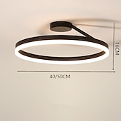 baratos Montagem Embutida &amp; Montagem Semi Embutida-luz de teto led círculo moderno preto branco 40cm 50cm luzes embutidas em alumínio estilo artístico estilo moderno acabamentos pintados com estilo LED moderno 220-240v