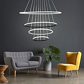 cheap Circle Design-3-Light 80/60/40/20 cm LED Pendant Light Metal Acrylic Ring Circle Design Dimmable Painted Finishes Modern 90W/113W 3-Rings 4-Rings ONLY DIMMABLE WITH REMOTE CONTROL