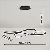 economico Modello a cerchio-lampada a sospensione a led moderna isola cucina luce nera oro 100cm forme geometriche luci da incasso finiture verniciate alluminio 110-120v 220-240v dimmerabile solo con telecomando