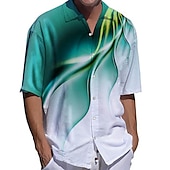 billige Geometrisk mønster-Herre Geometrisk mønster Skjorte Skjorte med knapper Kortermet Mote Gatemote Designer utendørs Avslappet Daglig Vår sommer Krage Aftæpning 3D-utskrift Knapp ned Svart Blå Lilla Grønn Grå