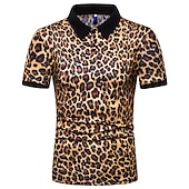 abordables Polo imprimé pour homme-Homme Chemise de tennis POLO Casual du quotidien Col Col Classique Manche Courte simple Léopard Standard Blanche Bleu Marron Chemise de tennis