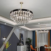 economico Lampadari-Lampadario a sospensione a LED in cristallo di lusso rotondo 80 cm Lanterna Desgin in acciaio inossidabile elettrolitico LED 220-240V 110-120V