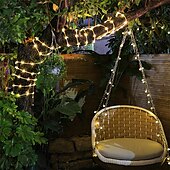 voordelige Zonne-lichtslingers-zonne-energie lichtslinger 20m 30m 50m met afstandsbediening thanksgiving kerst buitenfeest tuindecoratie kerstverlichting plug-in dual purpose gypsophila koperdraad verlichting set 24v