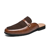 economico Sandali eleganti-Mocassini slip-on da uomo in similpelle e pelle scamosciata marroni – eleganti scarpe casual slip-on con fibbia per l&#039;uso quotidiano, il lavoro e le occasioni informali