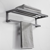 economico Set di accessori da bagno-set di accessori per il bagno, ferramenta per il bagno spazio alluminio parete grigio pistola portasciugamani / mensola angolare / porta accappatoio / porta carta igienica / portasciugamani / porta