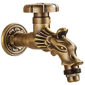 economico Rubinetti per lavandino bagno-rubinetto per lavatrice di lusso in stile retrò con estremità filettata, rubinetto per lavabo monocomando monoforo in ottone antico nero bronzo lucidato ad olio, rubinetto esterno con valvola in