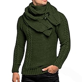 economico Maglioni Cardigan da uomo-Per uomo Felpa Cardigan Maglione a collo alto Maglia Pulsante Lavorato a maglia Tinta unica A collo alto Moda Stile vintage Abbigliamento Autunno Inverno Nero Bianco S M L
