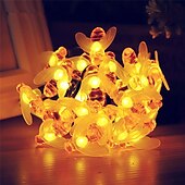 abordables Guirlandes solaires-guirlandes lumineuses solaires en plein air 2pcs 1pcs 8 modèles alimentés à l&#039;énergie solaire mignon abeille led chaîne guirlande lumineuse 30leds 6.5m abeille extérieur jardin clôture patio noël
