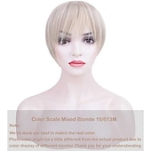 economico parrucca più vecchia-parrucche corte pixie tagli capelli ombre biondo platino parrucche sintetiche resistenti al calore diritte naturali con frangia parrucca naturale per uso quotidiano per donne bianche