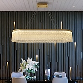 abordables Lámparas de araña-lámpara colgante de luz led lámpara de cristal luz de la isla de cocina diseño de círculo dorado moderno diseño de linterna de 80 cm metal galvanizado 220-240v 110-120v