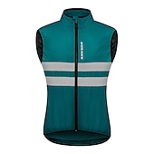 cheap Men&#039;s Jackets &amp; Gilets-WOSAWE Men&#039;s Cycling Jersey Cycling Vest Sleeveless Mountain Bike MTB Road Bike Cycling Green Black Dark Blue Bike Vest / Gilet Jersey Windproof Breathable Lightweight Reflective Strips Back Pocket