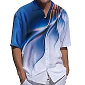 billige Geometrisk mønster-Herre Geometrisk mønster Skjorte Skjorte med knapper Kortermet Mote Gatemote Designer utendørs Avslappet Daglig Vår sommer Krage Aftæpning 3D-utskrift Knapp ned Svart Blå Lilla Grønn Grå