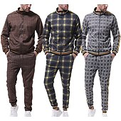 baratos agasalho e moletom masculino-conjuntos de roupas esportivas masculinas - agasalho de inverno clássico xadrez de manga comprida - jaqueta de moletom com zíper completo com calças para homens - roupas esportivas elegantes para ginástica masculina - presentes de natal para homens