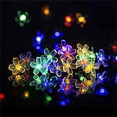 abordables Guirlandes solaires-Guirlande lumineuse solaire d&#039;extérieur à LED pour réception de mariage élégante - 7 m-50 LED à 12 m-100 LED, étanche 8 modes pour jardin, arbre de Noël, terrasse, décoration intérieure