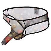 cheap Men&#039;s Exotic Underwear-Men&#039;s 1pack Sexy Panties Briefs Print Polyester Low Waist Black White