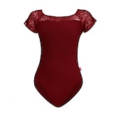 cheap Ballet Dancewear-Breathable Ballet Leotard / Onesie Lace Solid Women&#039;s Training Performance Short Sleeve High Nylon