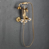 billige Badekraner-badekar armatur - moderne antikk messing veggmontering messing ventil badekar dusj blandebatterier