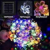 abordables Guirlandes solaires-Guirlande lumineuse solaire d&#039;extérieur à LED pour réception de mariage élégante - 7 m-50 LED à 12 m-100 LED, étanche 8 modes pour jardin, arbre de Noël, terrasse, décoration intérieure