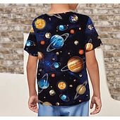 billiga Pojkens 3D Sporter &amp; Spel-Pojkar 3D Grafisk Galax T-shirt Kortärmad 3D-tryck Sommar Aktiv Polyester Barn 4-12 år Dagliga kläder Normal