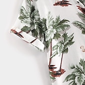 preiswerte Tropische Pflanzen-Herren Kokosnussbaum Palme Tropische Pflanzen Hemd Hawaiihemd Sommerhemd Aloha-Shirt Kurzarm Hemd Kragen Hawaiianisch Designer Brautkleider schlicht Outdoor Strasse Täglich Weiß Hellgrün Rosa S M L