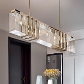 economico Design della linea-lampada a sospensione a led cristallo cucina isola oro chiaro 100 cm lanterna desgin luci da incasso in metallo elettrolitico moderno 220-240v 110-120v