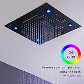 billige Dusjhoder-dusjkran,regndusjhode led foss regn moderne krom/malte finisher takmontert badekar dusjhode for dusjrom bluetooth fjernkontroll baderoms VVS tilbehør