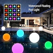 preiswerte Unterwasserlampen-1/2 stücke schwimmende pool lichter im freien solar ball mond lampe ip68 wasserdicht rgb mit fernbedienung für schwimmbad hof garten ktv bar party dekorative urlaub sommer beleuchtung