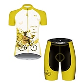 ieftine Seturi de îmbrăcăminte pentru femei-Pentru femei Jersey de ciclism cu pantaloni scurți Manșon scurt Ciclism montan Ciclism stradal Vară Primăvară Toamnă Albastru piscină Galben Roz Îmbujorat Fluture Cu model Floral Botanic Amuzant