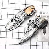economico Semi-formale-Per uomo Oxford Scarpe derby Scarpe Bullock Scarpe da sera Scarpe alari Lavoro Matrimonio Serata e festa PU Traspirante Antiscivolo Prova di usura Con lacci intrecciali Argento Oro Leopardo Primavera