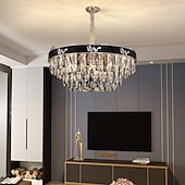 economico Lampadari-Lampadario a sospensione a LED in cristallo di lusso rotondo 80 cm Lanterna Desgin in acciaio inossidabile elettrolitico LED 220-240V 110-120V
