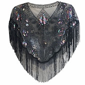 voordelige Sjaals &amp; Wikkels-Elegant Vintage Klassiek Flapper sjaals The Great Gatsby Vriendelijke vrouw Bruiloftsgast Pailletten Kwastje kralen Lovertje Kwastje Kostuum Dames Schoolfeest Avond Feest Feest Volwassenen Sjaal