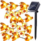 abordables Guirlandes solaires-guirlandes lumineuses solaires en plein air 2pcs 1pcs 8 modèles alimentés à l&#039;énergie solaire mignon abeille led chaîne guirlande lumineuse 30leds 6.5m abeille extérieur jardin clôture patio noël