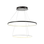 economico Modello a cerchio-Lampada a sospensione a led a 2 luci da 60 cm design cerchio in alluminio finiture verniciate dimmerabile moderna sala da pranzo camera da letto con paralume in acrilico luci regolabili 50w solo dimmerabile con telecomando